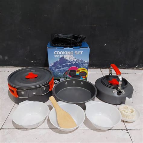 Jual Cooking Set Nesting Panci Camping Ds Plus Teko Box Biru