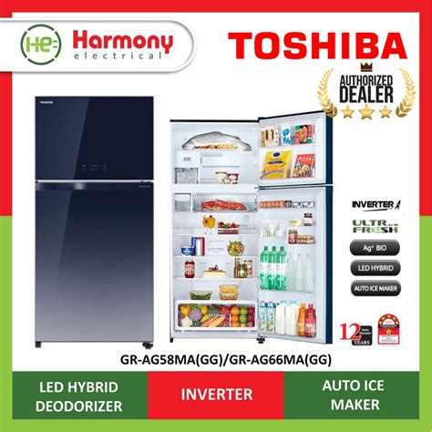 FREE DELIVERY INSTALL KL TOSHIBA 610L 2 Doors Inverter Fridge GR