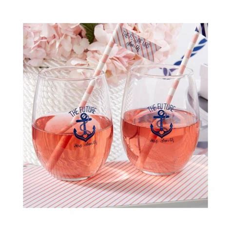 Kate Aspen 30009na Nr 9 Oz Personalized Stemless Wine Glass Kates Nautical Bridal Shower Co 1