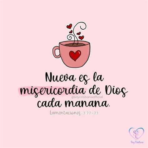 A Coffee Cup With Hearts Floating Out Of It And The Words In Spanish