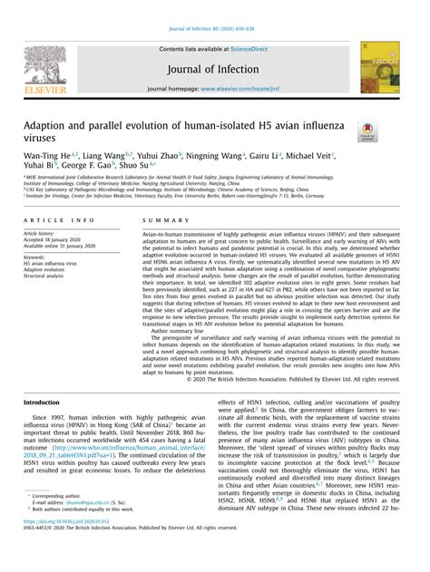 Pdf Adaption And Parallel Evolution Of Human Isolated H5 Avian