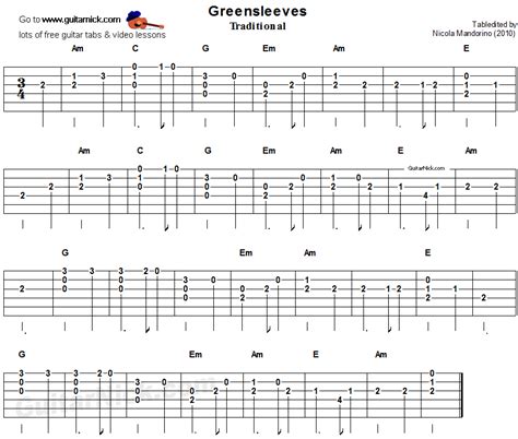 GREENSLEEVES Easy Guitar Lesson GuitarNick