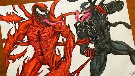 Dibujando A Venom Vs Carnage Fanart Youtube