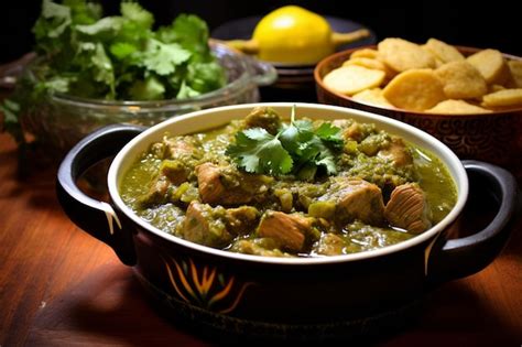 Premium AI Image Pork Stew In Green Salsa Guisado De Puerco Con