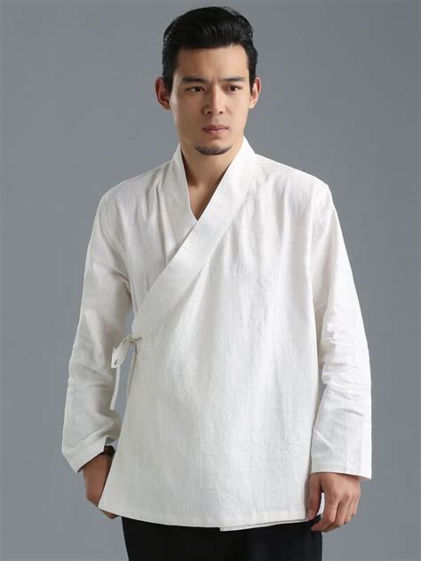 Long Sleeved National Style Kimono Shirt Mens Hanfumodern