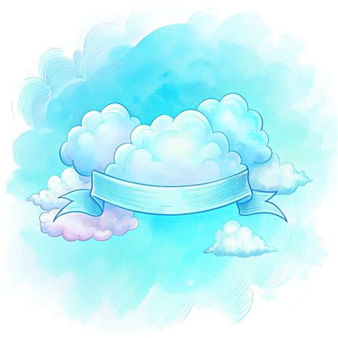 Un Dibujo De Una Nube Que Tiene Una Cinta A Su Alrededor Imagen