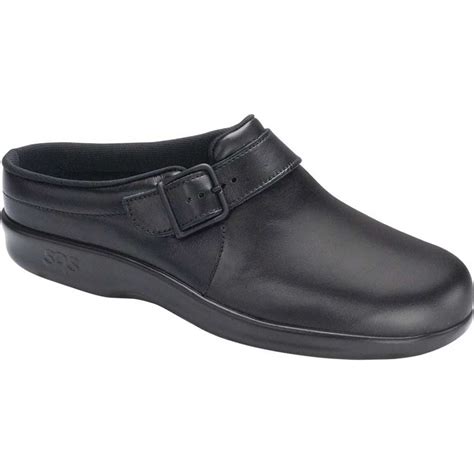 Sas Womens Sas Clog Black Leather 95 N