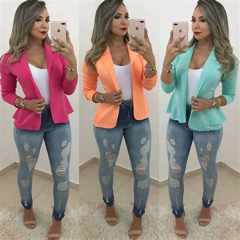 Blazer Feminino Em Neoprene Casaco Curto Varias Cores Babado