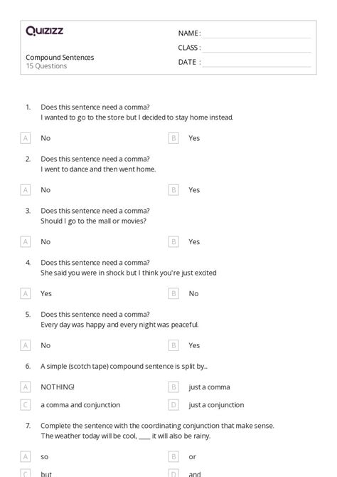 Sentences Worksheets For Th Grade On Quizizz Free Printable