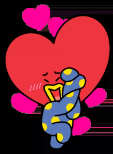 Bt21 Tata Love Heart Sticker By BT21 BTS Kim Taehyung Wallpaper Bts