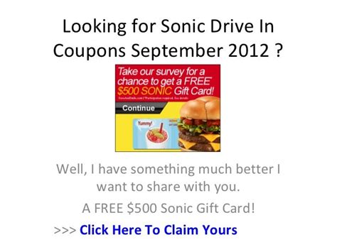 Sonic Drive In Coupons September 2012