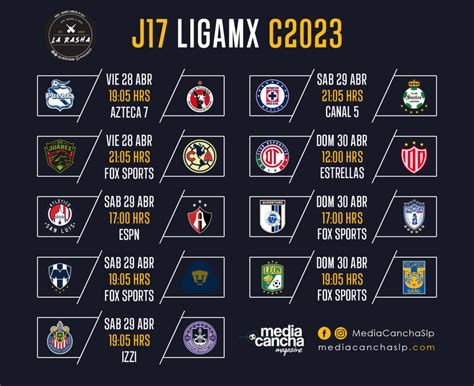 Calendario Jornada 17 Liga Mx C2023 Media Cancha Slp