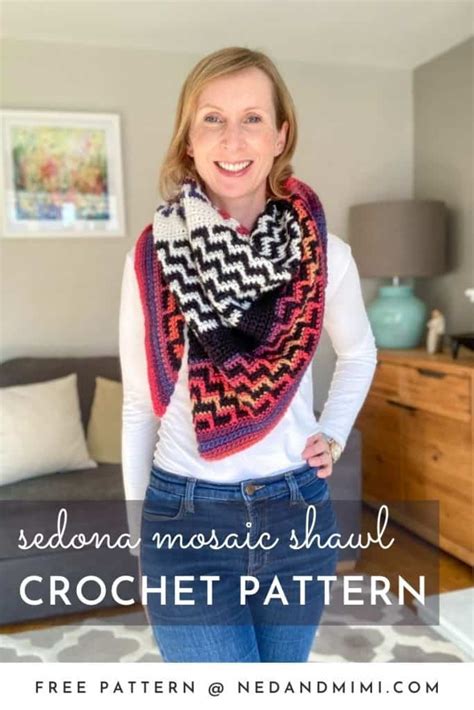 Sedona Mosaic Crochet Shawl Pattern Ned Mimi