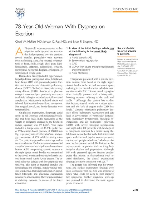 Pdf 78 Year Old Woman With Dyspnea On Exertion