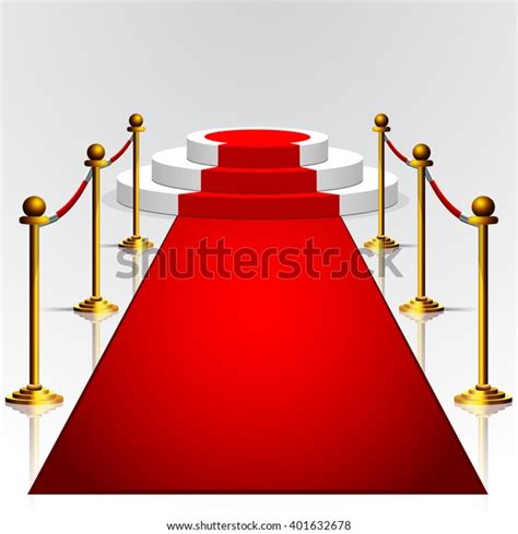 Round Podium With Red Carpet And Barrier Rope