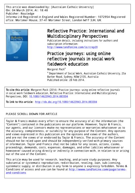 Pdf Practice Journeys Using Online Reflective Journals In Social