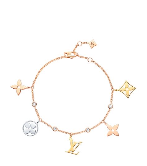 Louis Vuitton Mixed Gold And Diamond Idylle Blossom Charm Bracelet