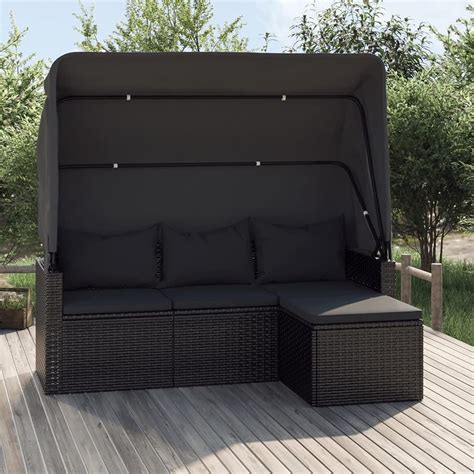 Festnight Balkon Sofa Mit Dach Gartensofa 3 Sitzer Gartenlounge