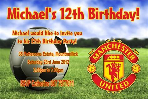 Personalised Manchester United Football Invitations