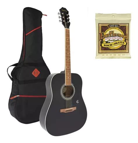 Combo Guitarra Epiphone Dr Bk Con Funda Encordado Gratis