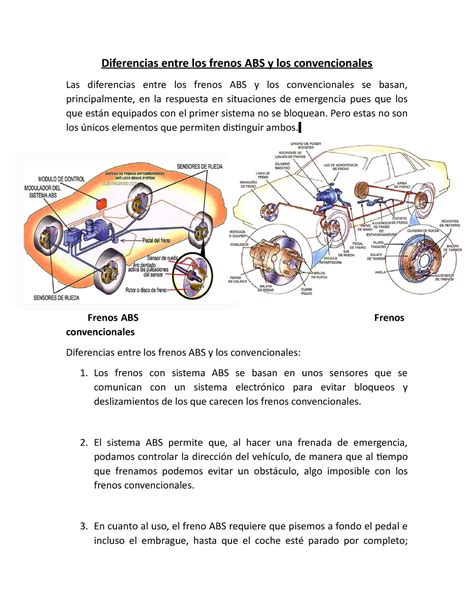 Las Diferencias Entre Los Frenos Abs Y Los Convencionales Pero Estas