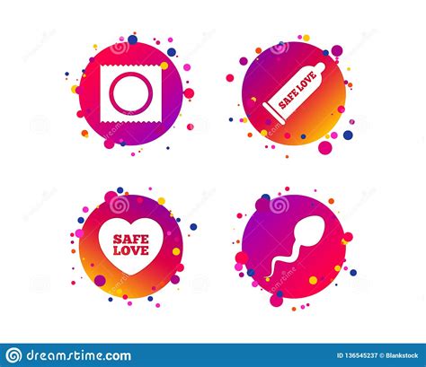 Safe Sex Love Icons Condom In Package Symbols Vector Stock Vector