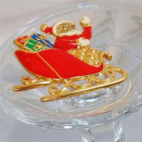 Christmas Brooch Christmas Pin Avon Jewelry Santa Sleigh Etsy