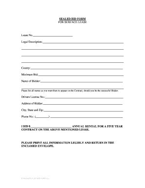 Sealed Bid Form Template Fill And Sign Printable Template Online