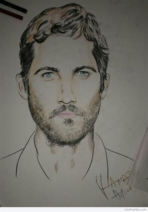 Pencil Color Sketch Of Hollywood Actor Paul Walker Desi Painters