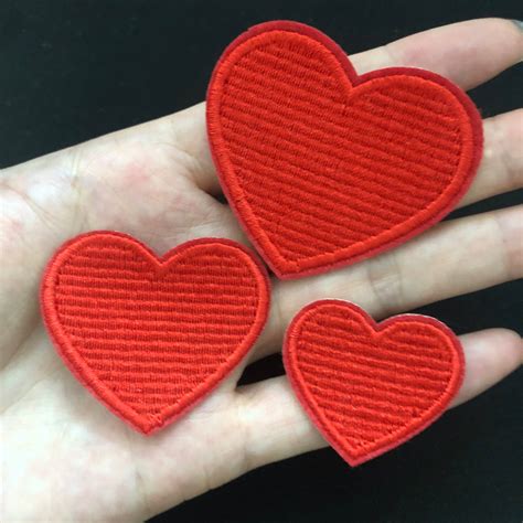 3pcs Red Heart Patch Iron On Patch Embroidered Patch Etsy