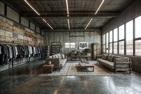 Industrial-style (clothing store interior) . with raw aesthetic and ...