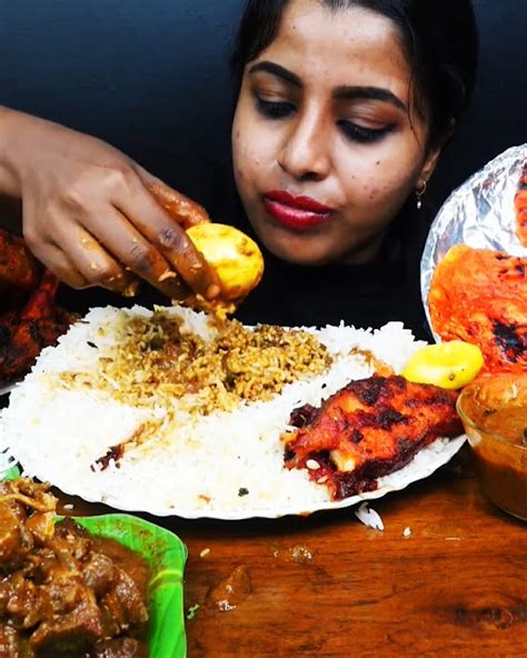 Asmr Eating Spicy Mutton Curry Masala Fish Fry Chicken Curry Rice