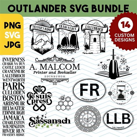 Outlander Svg Bundle Digital Files For Outlander Stickers Shirts