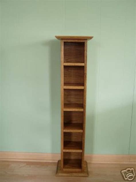 Cd Tower Storage Rack Floor Standing Beautiful Solid Oak Wood Storage