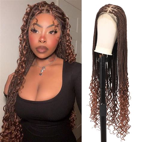 Amazon Lexqui 36 360 HD Full Lace Braided Wigs With Boho Curly