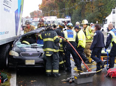 Firefighters From Rochelle Park Maywood And Hackensack Free A Driver