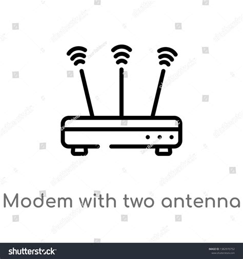 Outline Modem Two Antenna Vector Icon Stock Vector Royalty Free