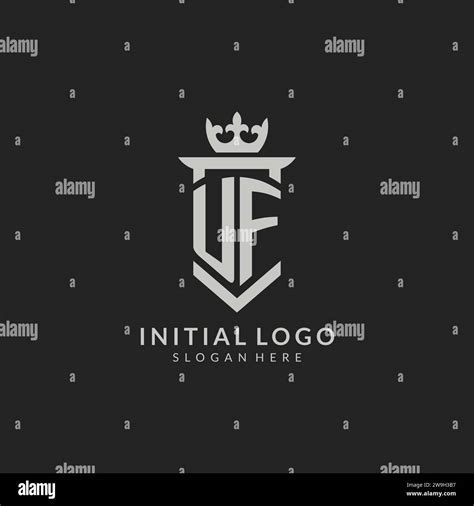 Initial Uf Shield And Crown Logo Style Vector Graphic Stock Vector