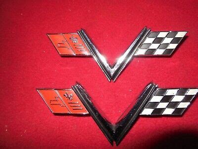 Nos Chevrolet Impala Ss Front Fender V Flags Emblems