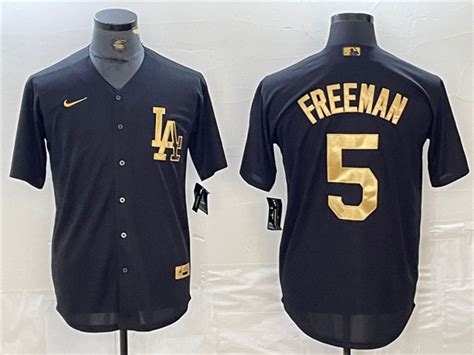 Los Angeles Dodgers 5 Freddie Freeman Black Gold Jersey Tte Trading