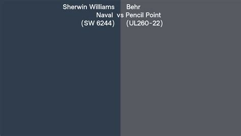 Sherwin Williams Naval SW 6244 Vs Behr Pencil Point UL260 22 Side