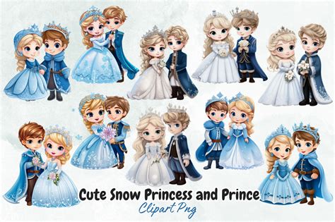 Cute Snow Princess And Prince Clipart By Bundlestshirt Thehungryjpeg