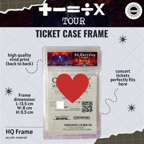 Ed Sheeran ÷× Mathematics Tour Concert Ticket Case Frame Keeper Photocard Manila Sleeve