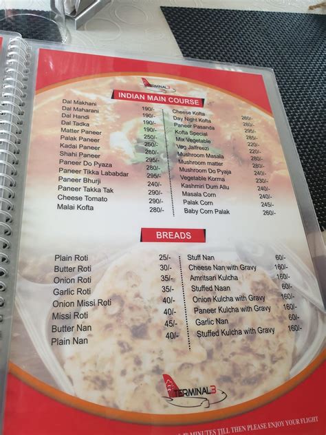 Menu At Terminal Bindal Hawai Adda India