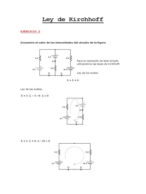 Ejercicios Resueltos Ley De Kirchhoff Pdf Resistencia Eléctrica Y