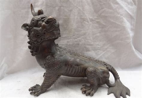 Wby Voge Gem S2924 12 Folk Chinese Bronze Wealth Dragon Kylin Unicorn