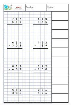 He Preparado Un Cuaderno Para Trabajar Las Restas Con Llevadas Es Un