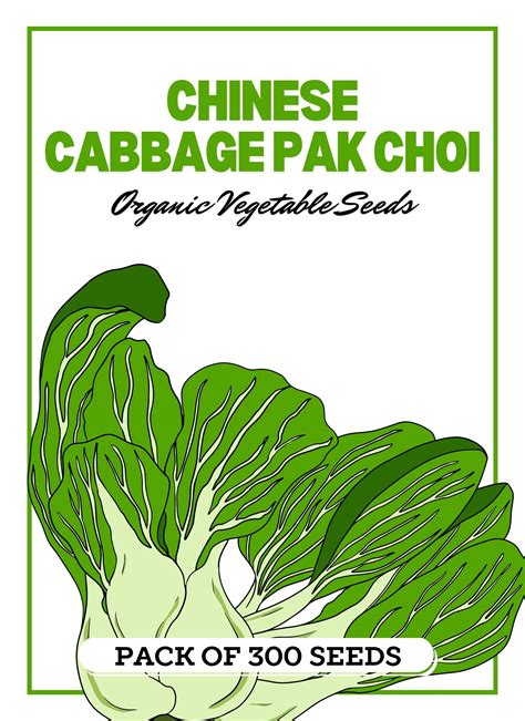 Chinese Cabbage Pak Choi Vegetable Seeds Heirloom Organic