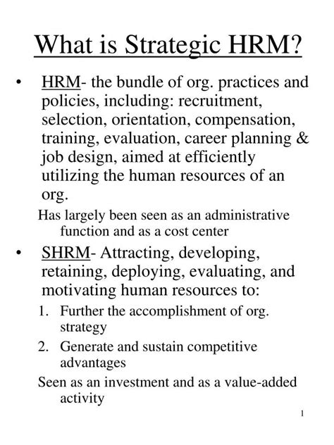 Ppt What Is Strategic Hrm Powerpoint Presentation Free Download