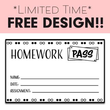 Editable Homework Passes (FREE) by Jenna Kaylyn Designs | TPT